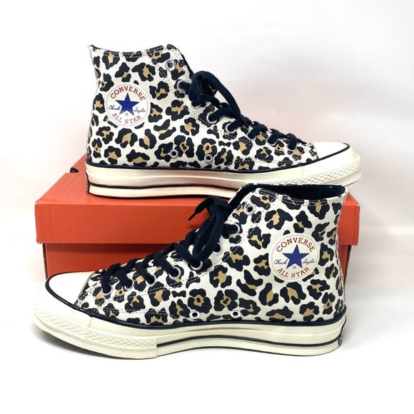 Converse Chuck 70 Hi Leopard Print Black Canvas Black Men's Size Sneaker 163406C - Picture 2 of 7